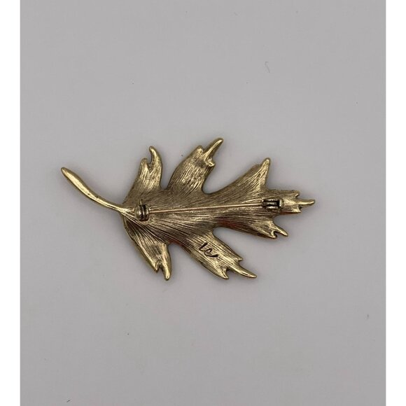 Oak Tree Leaf Brooch Liz Claiborne Fall Colors Gold Tone - Picture 5 of 9
